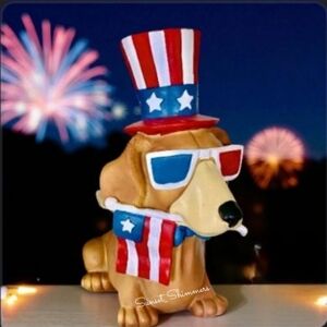 Patriotic Dachshund Doxie Dog 4th Of July Americana Uncle Sam Figure Decor NEW